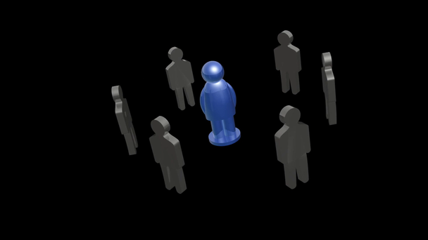 graue und blaue Männer auf schwarzem Grund - Allegorie der Teamarbeit. - Filmmaterial, Video
