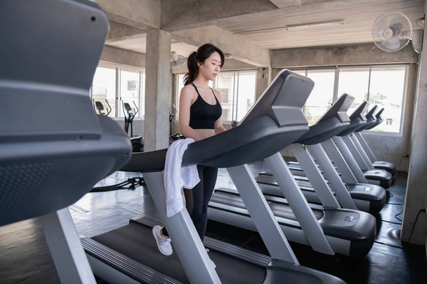 Exercise concept. Attractive young sports woman is working out i - 写真・画像