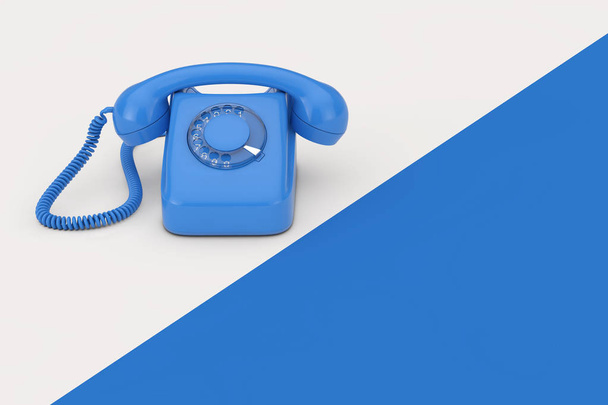 Azul Vintage Styled Rotary Phone. Renderizado 3d
 - Foto, imagen