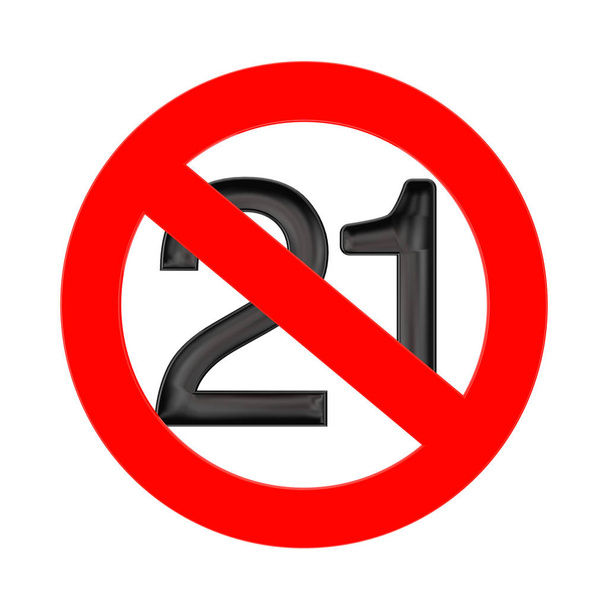 No 21 yıl eski kavram. Yirmi bir yaşından küçük yasak işareti - Fotoğraf, Görsel