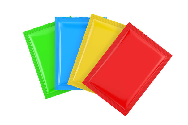 Colorful Blank Bag Packages Mockup. 3d Rendering - Fotoğraf, Görsel