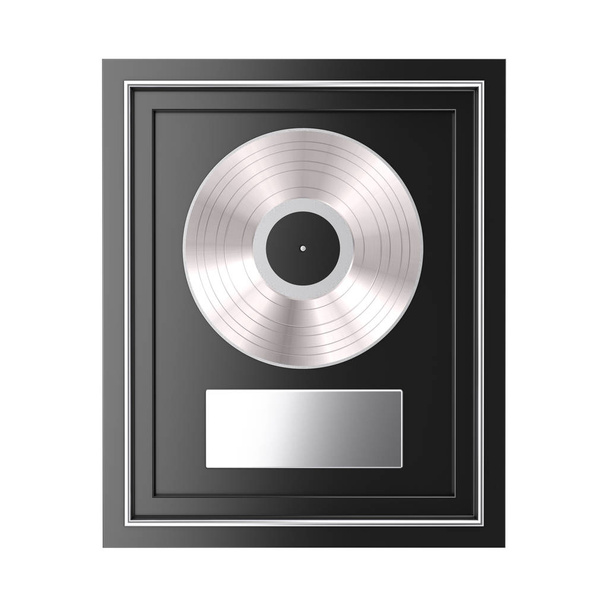 Platinum or Silver Vinyl or CD Prize Award with Label in Black F - Фото, изображение