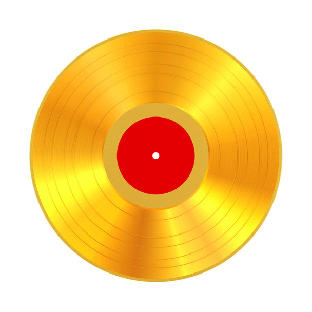 Golden Vinyl Record avec Red Blank Label. Rendu 3d
 - Photo, image