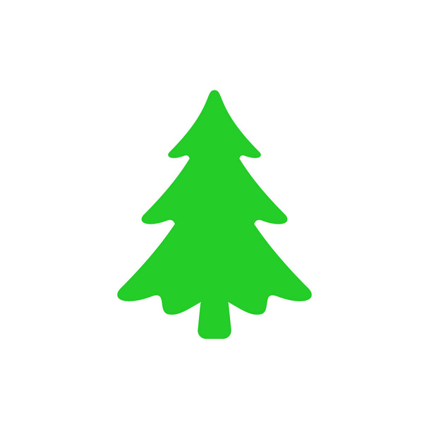 Christmas tree - flat vector icon. Christmas tree silhouette. Fir tree simple vector illustration isolated - Vector, Image