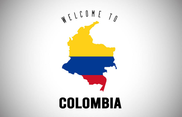 Colombia Benvenuti a Testo e Paese bandiera all'interno del confine Paese
  - Vettoriali, immagini