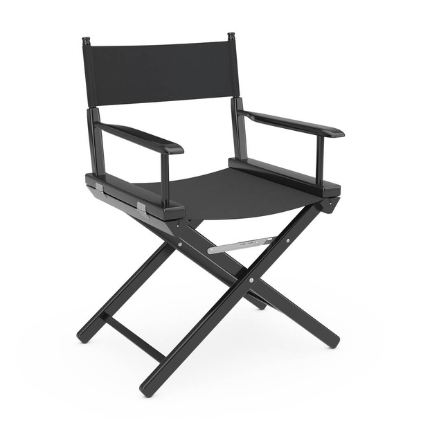 Film Industry Concept. Black Wooden Director Chair. 3d Rendering - Foto, Imagem