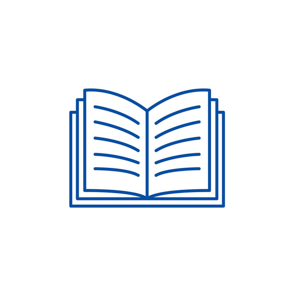 Open boek lijn pictogram concept. Open boek platte vector symbool, teken, overzicht illustratie. - Vector, afbeelding