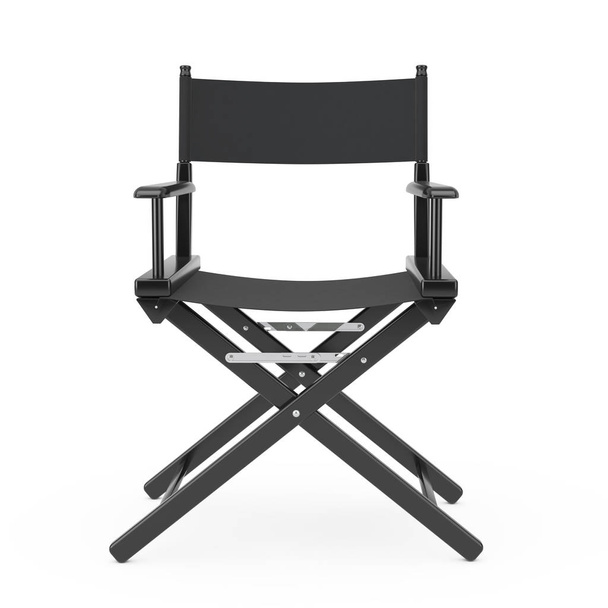 Κινηματογραφική βιομηχανία. Καρέκλα σκηνοθέτη μαύρο ξύλινο. Απόδοση 3D - Φωτογραφία, εικόνα