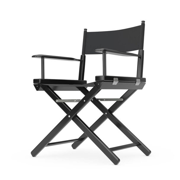 Film endüstrisi konsepti. Siyah ahşap Direktörü sandalye. 3B Işleme - Fotoğraf, Görsel