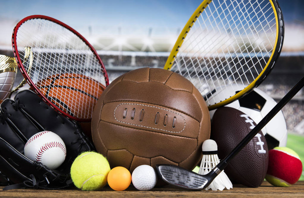 Sportovní vybavení a míče pozadí - Fotografie, Obrázek
