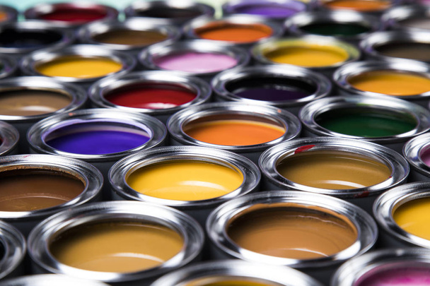 Paleta de cores, lata, cores do arco-íris fundo
 - Foto, Imagem