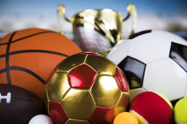 スポーツ用具とボールの背景 - 写真・画像