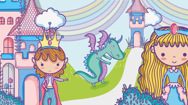 Prinsessen in de magische wereld cartoon man met zonnebril en dollarteken binnen praatjebel - Vector, afbeelding