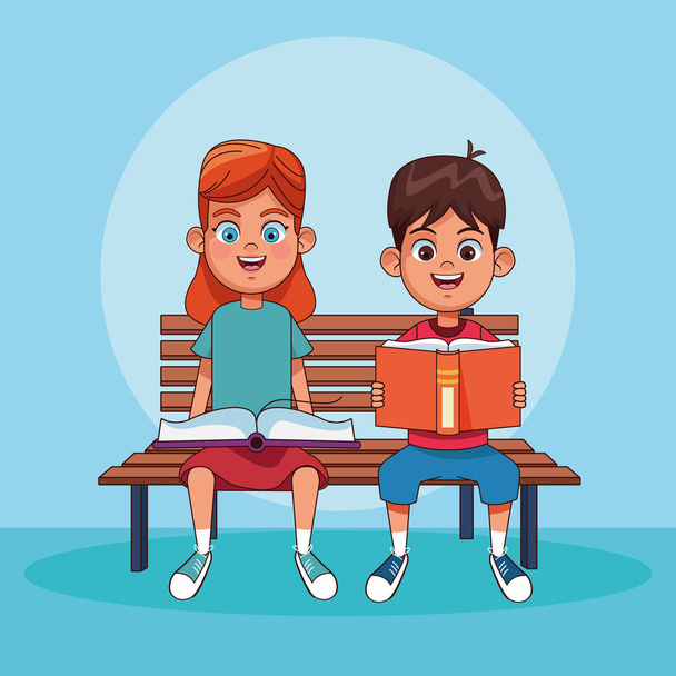 Kinder lesen Bücher Cartoons - Vektor, Bild