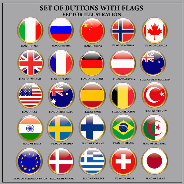 Set of banners with popular flags. Vector. - Vector, Image