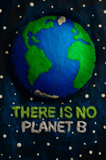 There is no planet b. Earth day concept. The problem of environmental pollution, deforestation, global warming is destroying the planet earth. The concept of agitation to save this world, no plan b - Foto, immagini