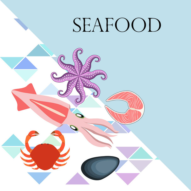 seafood background with copy space. Vector illustration  - Vector, imagen