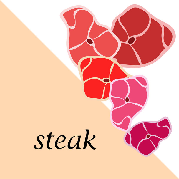 Steaks frais, fond. Illustration vectorielle
  - Vecteur, image