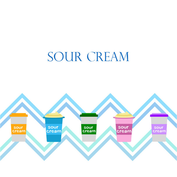 Sour cream. Vector illustration of dairy product. - Vector, Image
