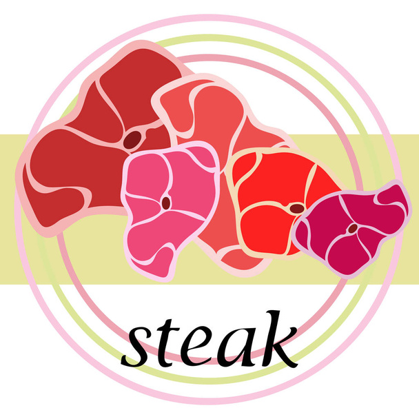 Čerstvé steaky, pozadí. Vektorové ilustrace  - Vektor, obrázek