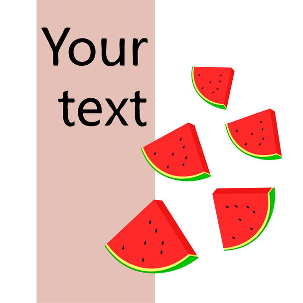 watermelons background with copy space. Vector illustration  - Vettoriali, immagini