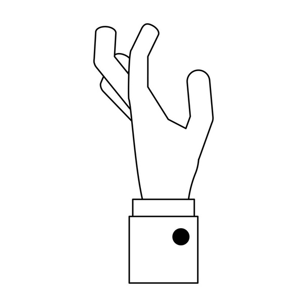 Hand met de palm open zwart-wit - Vector, afbeelding