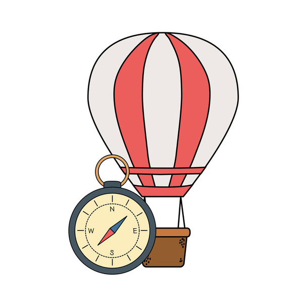 balon powietrze gorące, latanie z kompasem - Wektor, obraz
