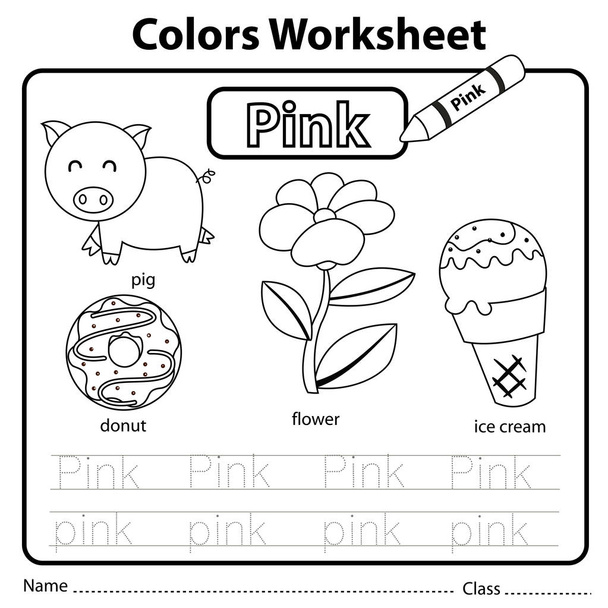 Illustrator of color worksheet pink - Vector, Image