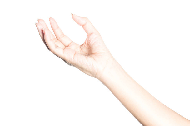 Nahaufnahme der schönen Hand isoliert auf weißem Hintergrund mit Clipping-Pfad. - Foto, Bild