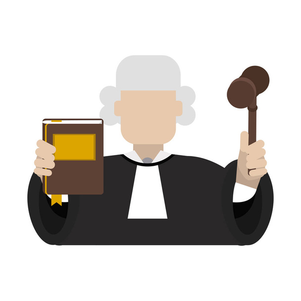 Judge with book and gavel - Vector, Image