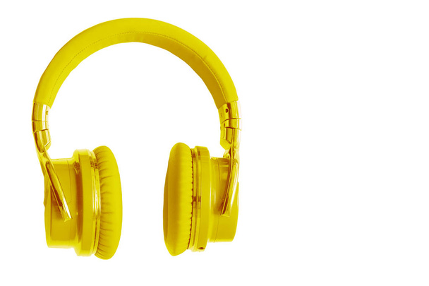 Yellow headphones isolated  music audio equipment copy space  - Photo, Image