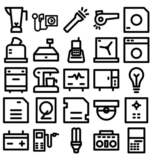 Elektronika i urządzenia pogrubione ikony linii, które można łatwo modyfikować lub edytować - Wektor, obraz
