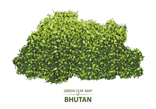 Hoja verde mapa de Bután vector ilustración de un bosque es conc
 - Vector, Imagen