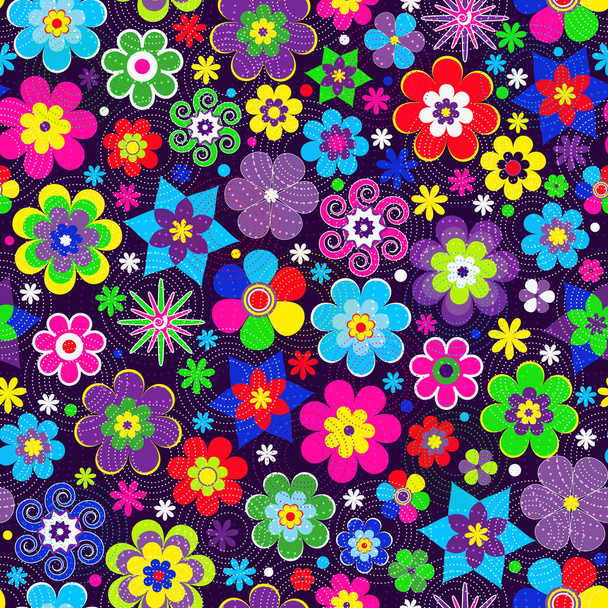 Colorful spring seamless pattern with decorative stylized multic - Vektori, kuva