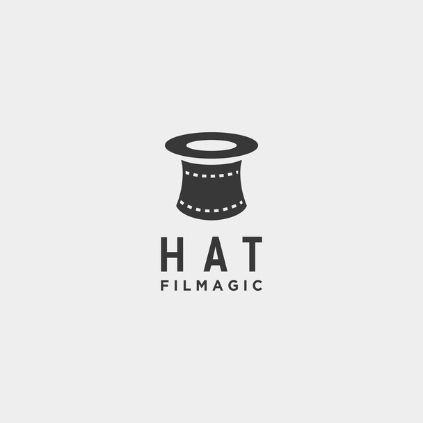 şapka sihirli film sinema basit logo şablonu vektör illüstrasyon simge eleman izole - Vektör, Görsel