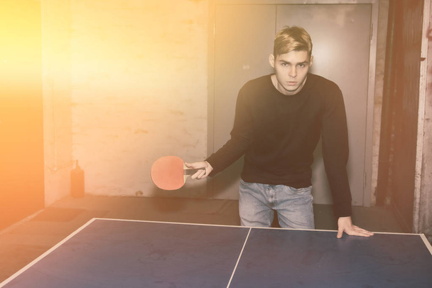 Table tennis. Sport and an attractive guy. - Valokuva, kuva