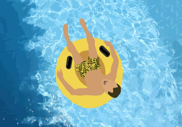 L'uomo con i tubi gialli in piscina. Animazione estiva. Struttura piscina d'acqua. Illustrazione vettoriale
. - Vettoriali, immagini