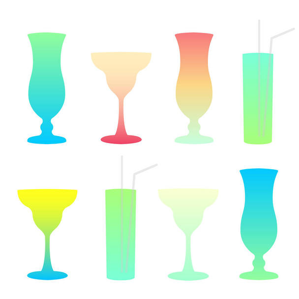 Set cocktail glass with gradient. Refreshing three drink - Vettoriali, immagini