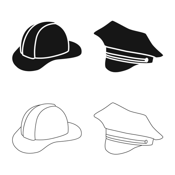 Isolated object of clothing and cap symbol. Set of clothing and beret stock symbol for web. - ベクター画像