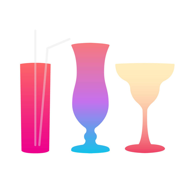 Cocktail glass with gradient. Refreshing three drink. - Вектор, зображення