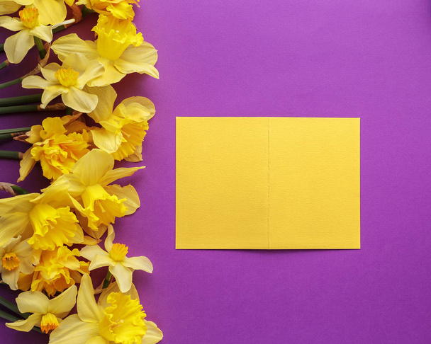 Tarjeta de invitación o saludo colorido con flores
 - Foto, imagen