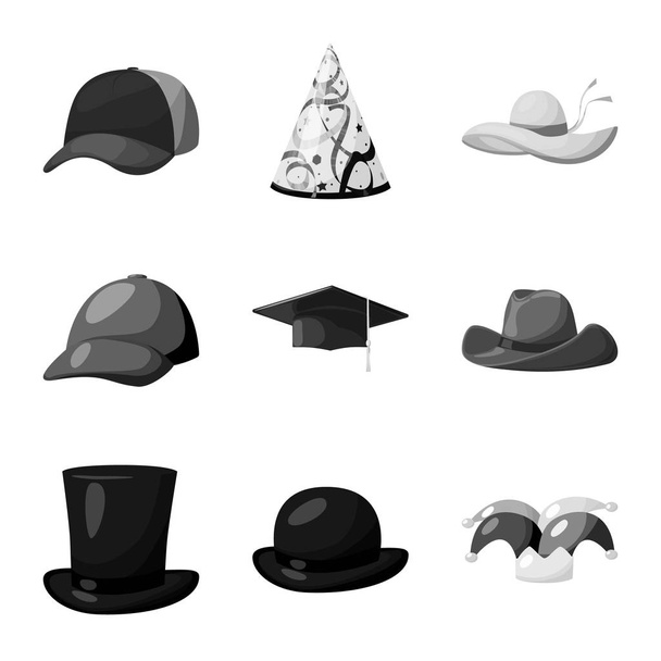 Vector design of hat and helmet sign. Collection of hat and profession stock vector illustration. - Vektör, Görsel