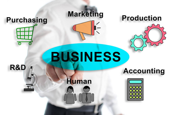 Business structure concept shown by a man - Photo, Image