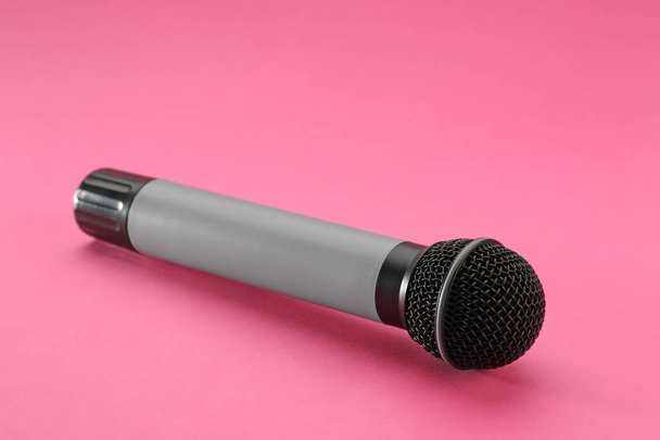 Microphone on color background - Photo, Image