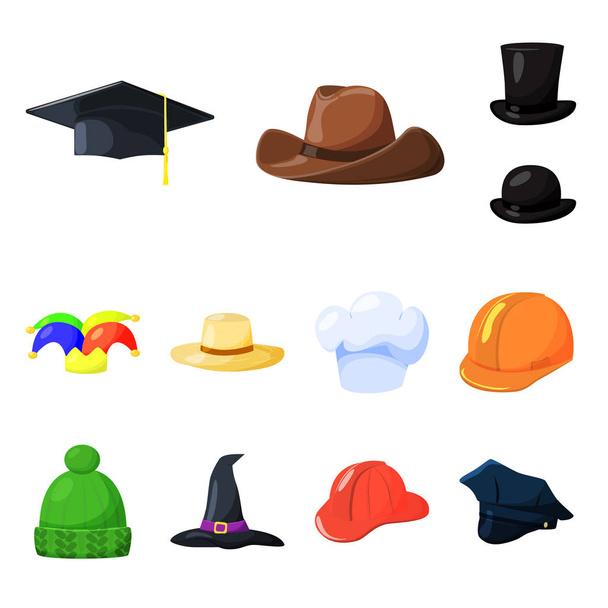 Vector design of headgear and napper icon. Set of headgear and helmet stock symbol for web. - Vector, Image