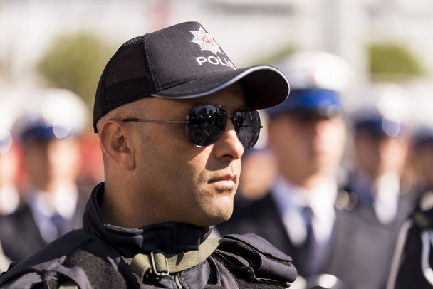 Portrait of Police man Republic Day of Turkey. - Foto, Imagen