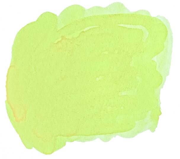 Verde pastel acuarela dibujado a mano mancha de lavado aislado sobre fondo blanco para texto, diseño. Textura abstracta hecha por cepillo para papel pintado, etiqueta
. - Foto, imagen
