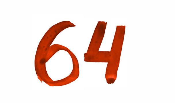 Номер 64, пофарбований пензлем в акварель. Вінтажний Symbo
 - Фото, зображення