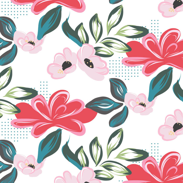 Spring with beautiful flowers. Vector illustration template. Hand drawn elements. - Vektor, obrázek