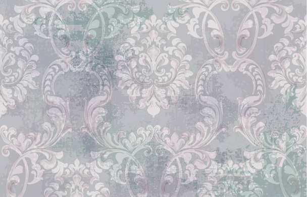Baroque texture pattern Vector. Floral ornament decoration. Victorian engraved retro design. Vintage grunge fabric decors. Luxury fabrics - Vector, Image